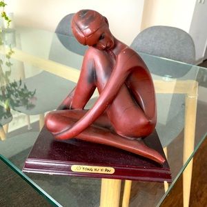 Woman wood and plastic statute